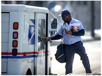 Mailman delivering mail